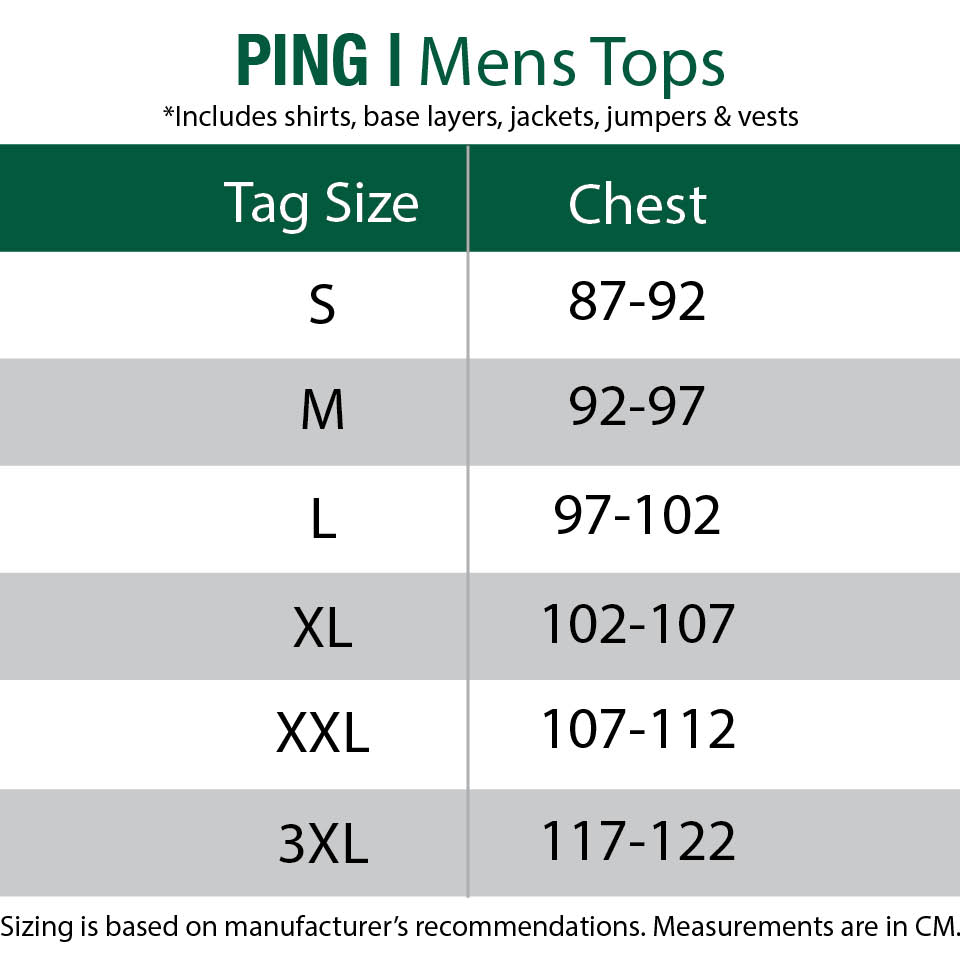 ping-compression wear-mens size chart